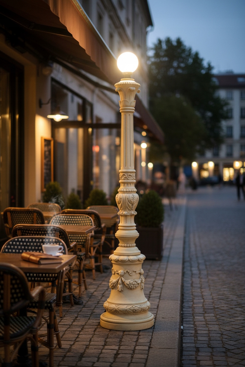 Záhradná lampa Classica z roku 1901 vyrobená z konglomerátu, betónu, betónu