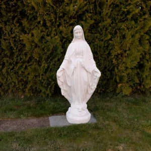 Betónová záhradná socha Panny Márie 113 cm – Nepoškvrnená Matka Božia z bieleho betónu, mrazuvzdorná figúra
