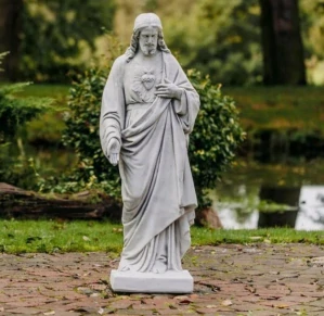 Betónová socha Ježiša XXL 115 cm – veľká záhradná sakrálna figúra z mrazuvzdorného betónu, náboženská dekorácia