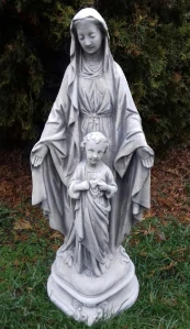 Betónová socha Panny Márie s Ježiškom 63 cm – záhradná sakrálna figúra z mrazuvzdorného betónu